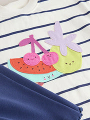 Blue/Ecru Short Sleeve T Shirt and Cycle Shorts Set (3mths-7yrs)