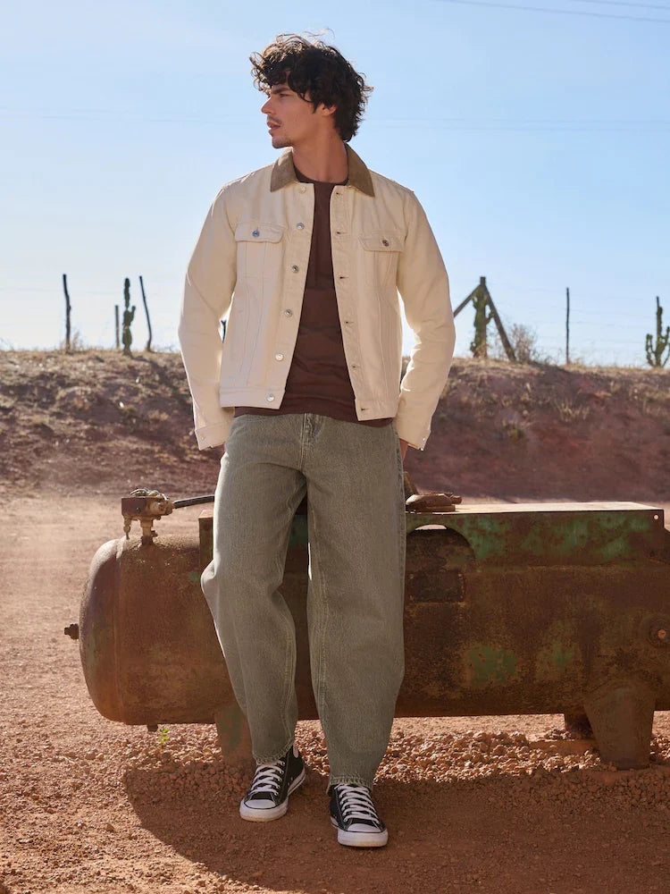 Sand Washed Barrel Fit Jeans