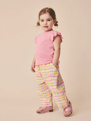Pink/Yellow Check Barrel Leg Trousers (3mths-7yrs)