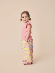 Pink/Yellow Check Barrel Leg Trousers (3mths-7yrs)