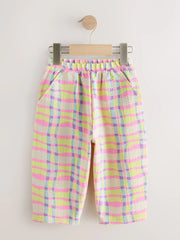 Pink/Yellow Check Barrel Leg Trousers (3mths-7yrs)