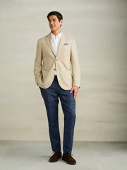 Stone Regular Fit Textured Linen Blend Blazer