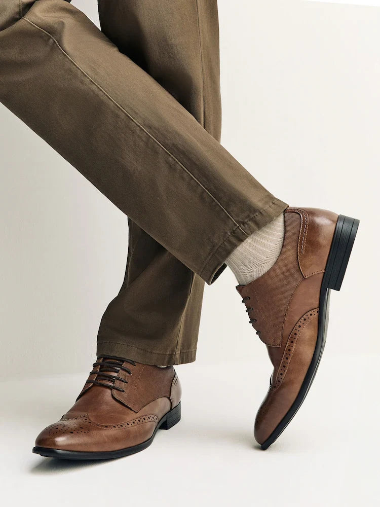 Tan Brown Standard Fit Brogue Shoes