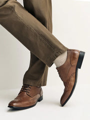 Tan Brown Standard Fit Brogue Shoes