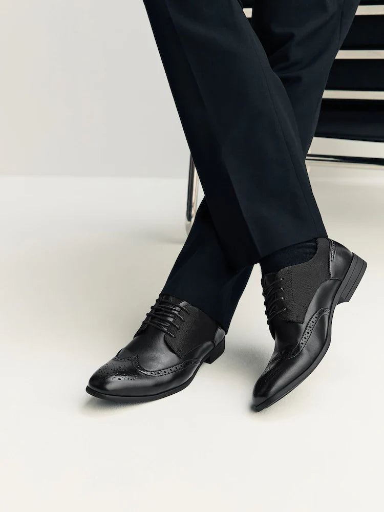 Black Standard Fit Brogue Shoes