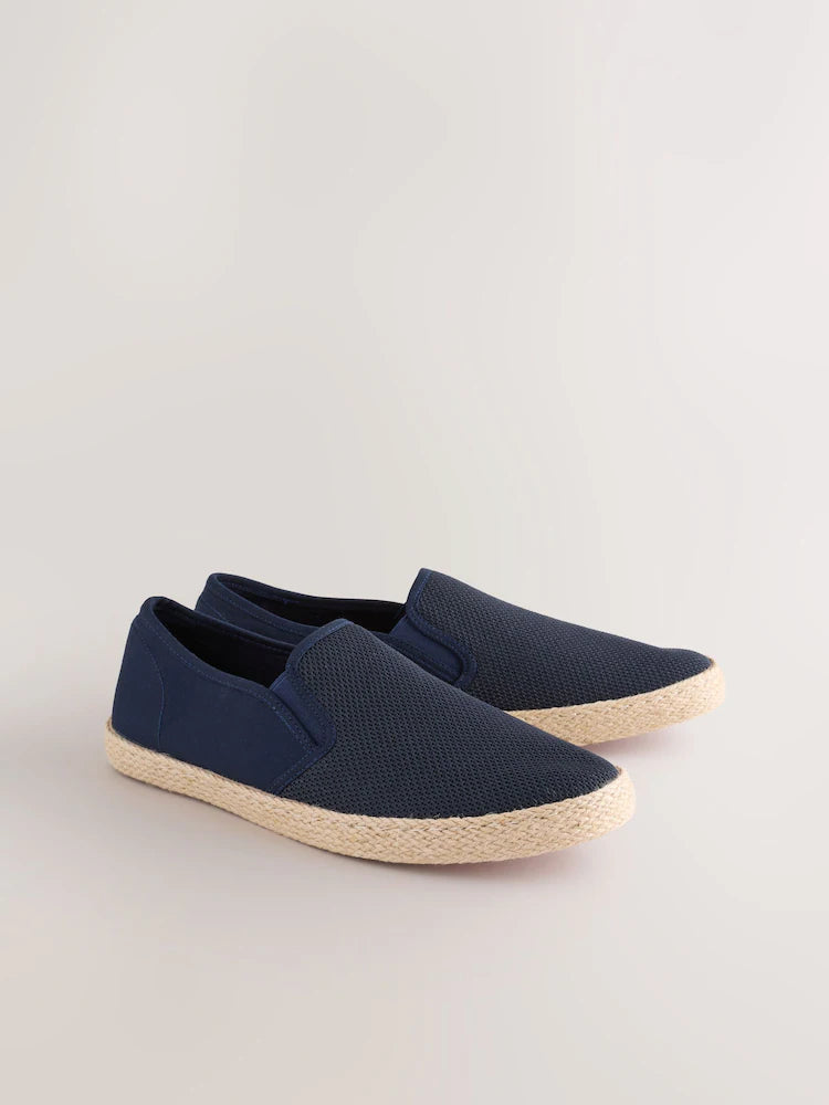 Navy Mesh On Espadrilles Shoes