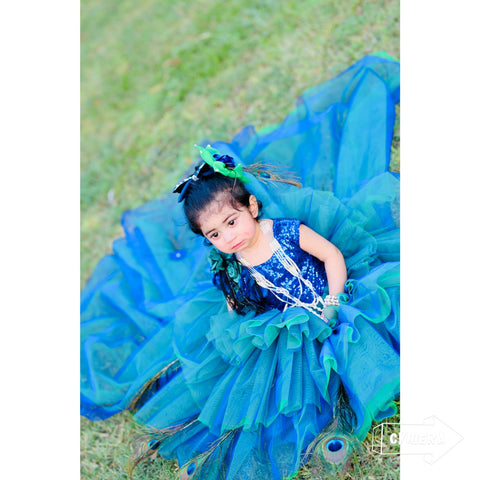 This Article Is Mesmorized Long Frock Peacock Feather And Tw | QS STUDIO | Frocks | Newborn baby clothes