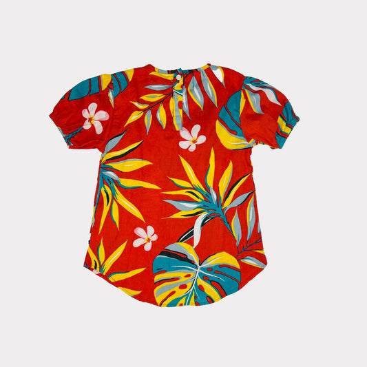 Girls Red Floral Top