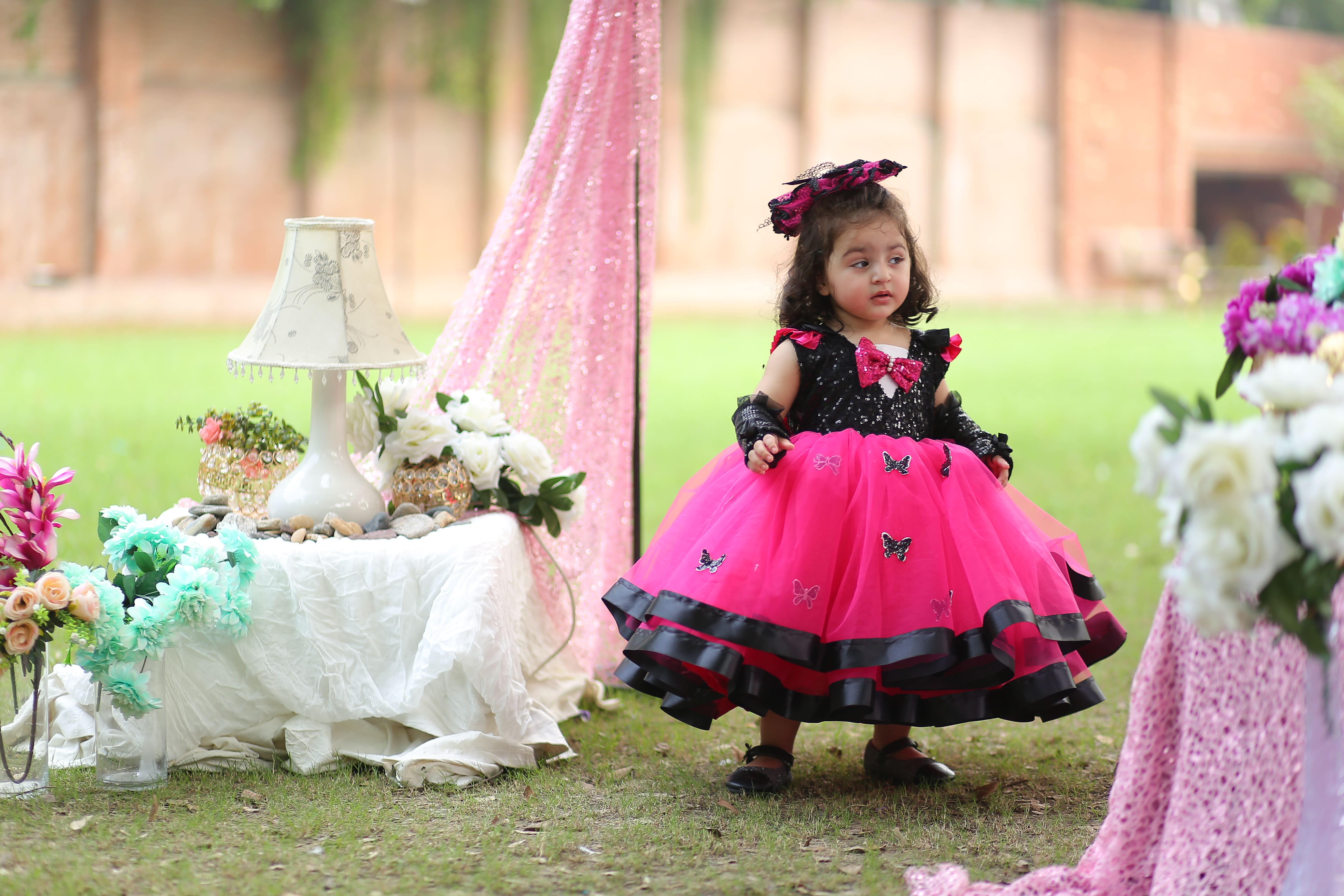 3D Bow, Butterfly With Rich Quality Material Long Frock | QS STUDIO | Frocks | Newborn baby clothes