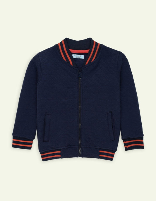 Navy Quilted Diamond Textured Jacket