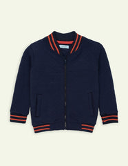 Navy Quilted Diamond Textured Jacket