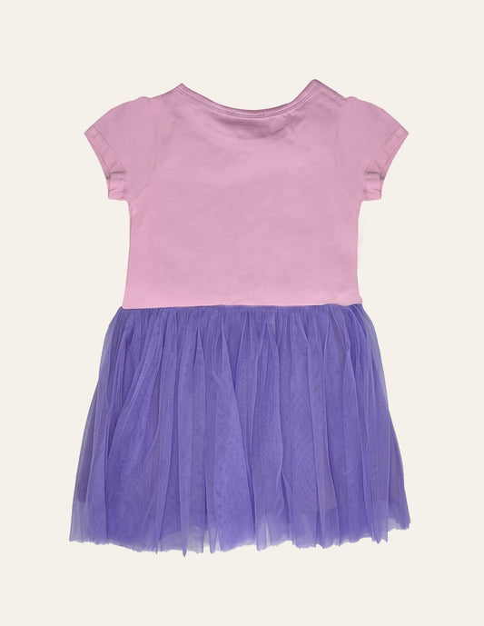 Girls Contrast Tulle-Skirt Dress