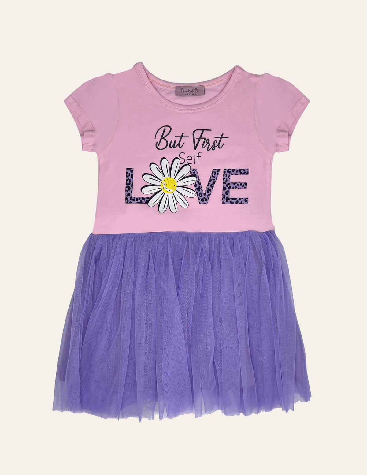 Girls Contrast Tulle-Skirt Dress