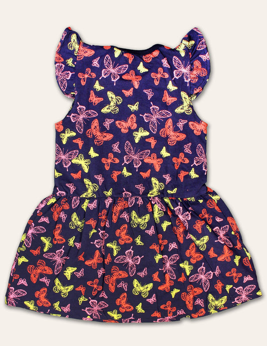 Navy Butterfly Patterned Dress