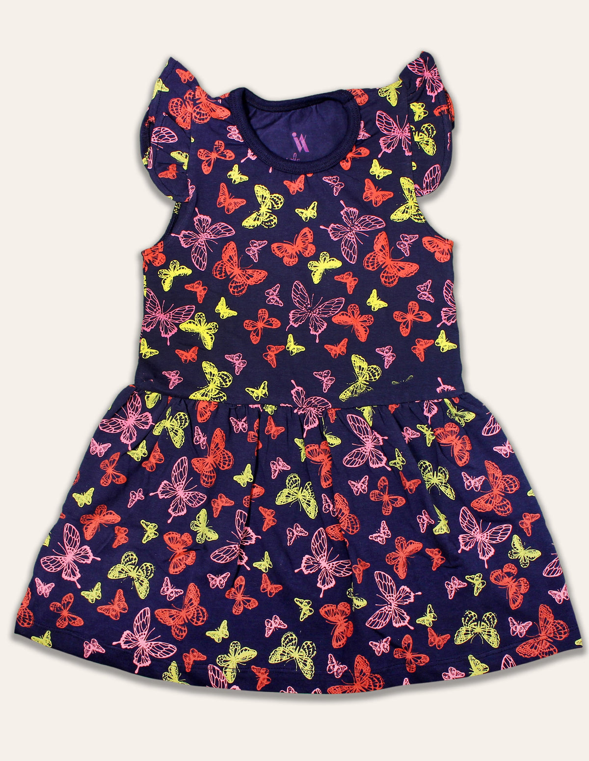 Navy Butterfly Patterned Dress