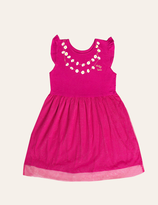 Girls Magenta Tulle Skirt Dress