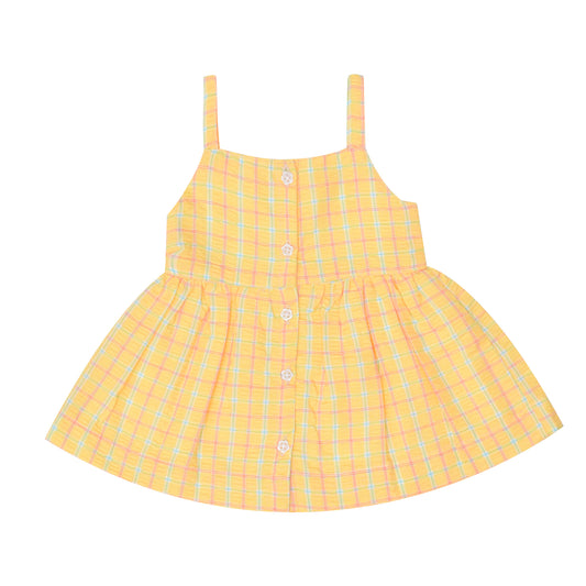 Yellow Check Cotton Dress