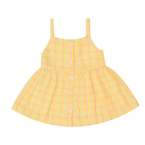 Yellow Check Cotton Dress