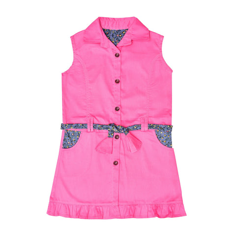 Pink Casual Buttoned Dress