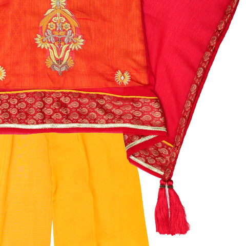 Yellow Red 3pc Festive Dress