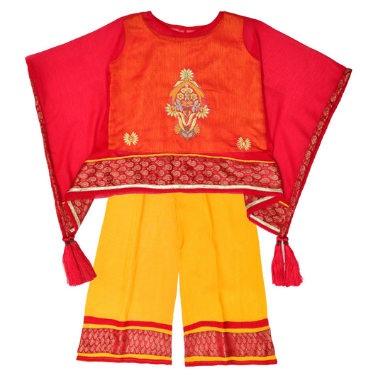 Yellow Red 3pc Festive Dress