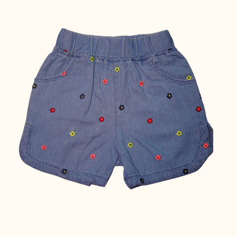 Floral Embroidered Tencel Short