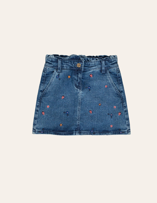 Girls Embroidered Denim Skirt