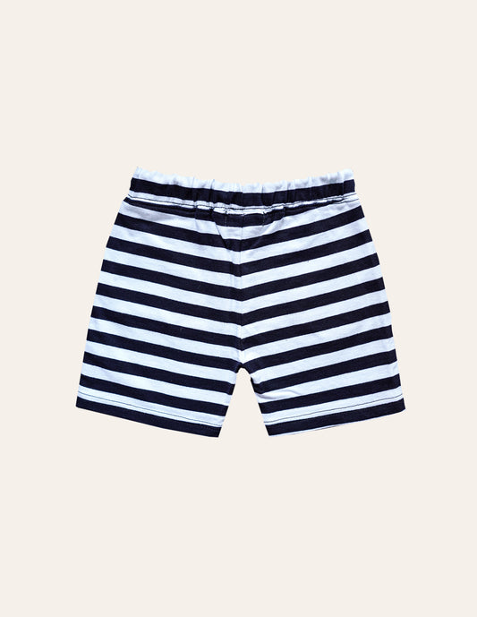 Navy & White Striped Short