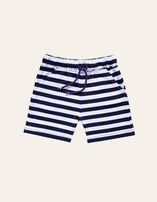 Navy & White Striped Short