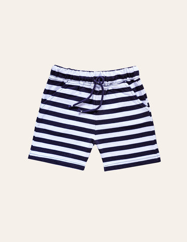 Navy & White Striped Short