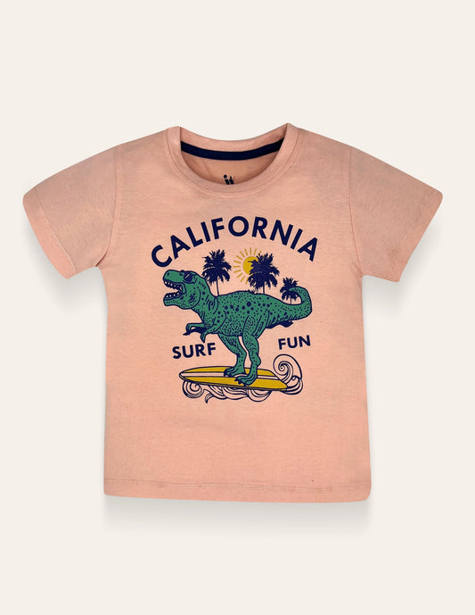 Boys Peach Dinosaur Printed T-Shirt IXAMPLE Pakistan