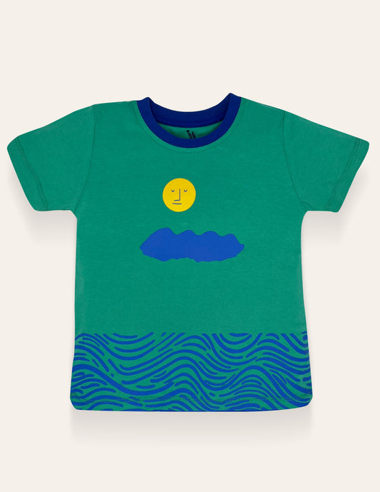 Boys Green Printed T-Shirt