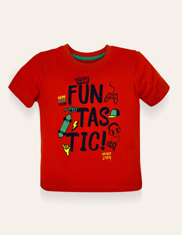 Boys Coral Red Funtastic T-Shirt IXAMPLE Pakistan