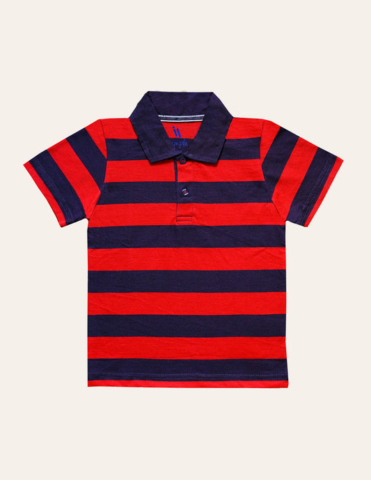 Red - Navy Striped Polo IXAMPLE Pakistan