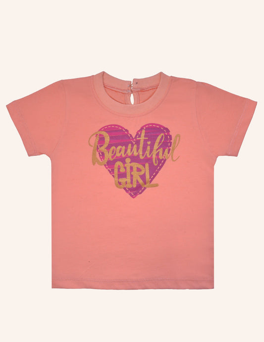 Girls Peach Beautiful Girl Tshirt IXAMPLE Pakistan