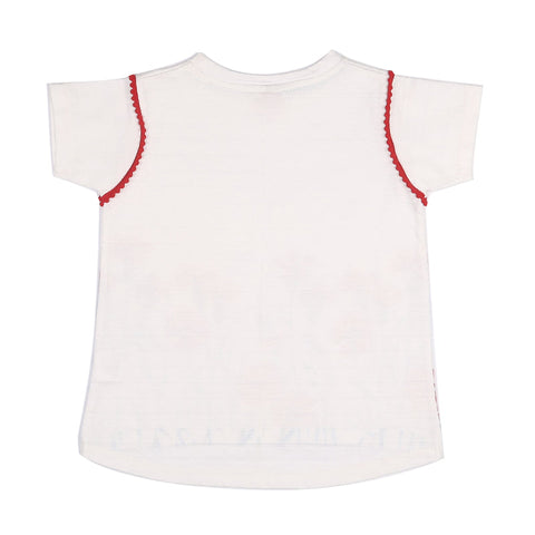 Girls White Printed Top