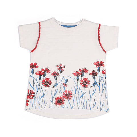 Girls White Printed Top