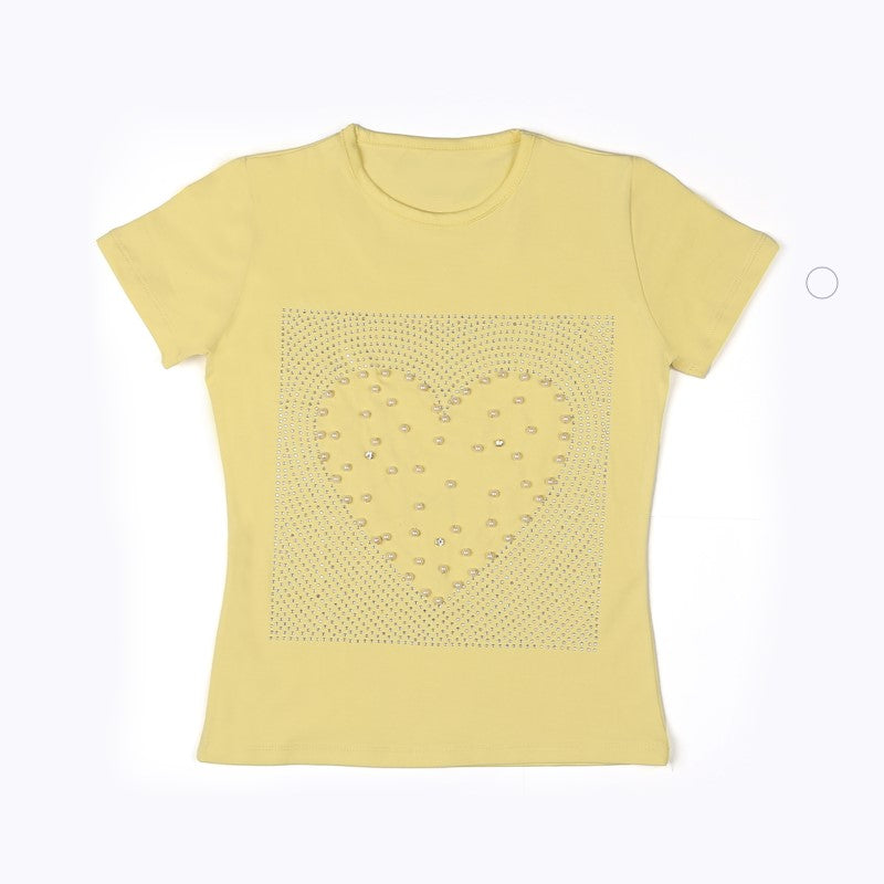 Yellow Heart Embellished Tee