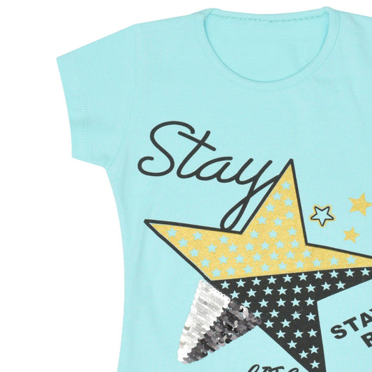 Aqua Sequin Starred Tee IXAMPLE Pakistan