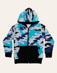 Grey Camo-Printed Zipper Hoody IXAMPLE Pakistan