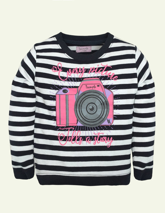 Striped Camera Graphic Sweatshirt IXAMPLE Pakistan