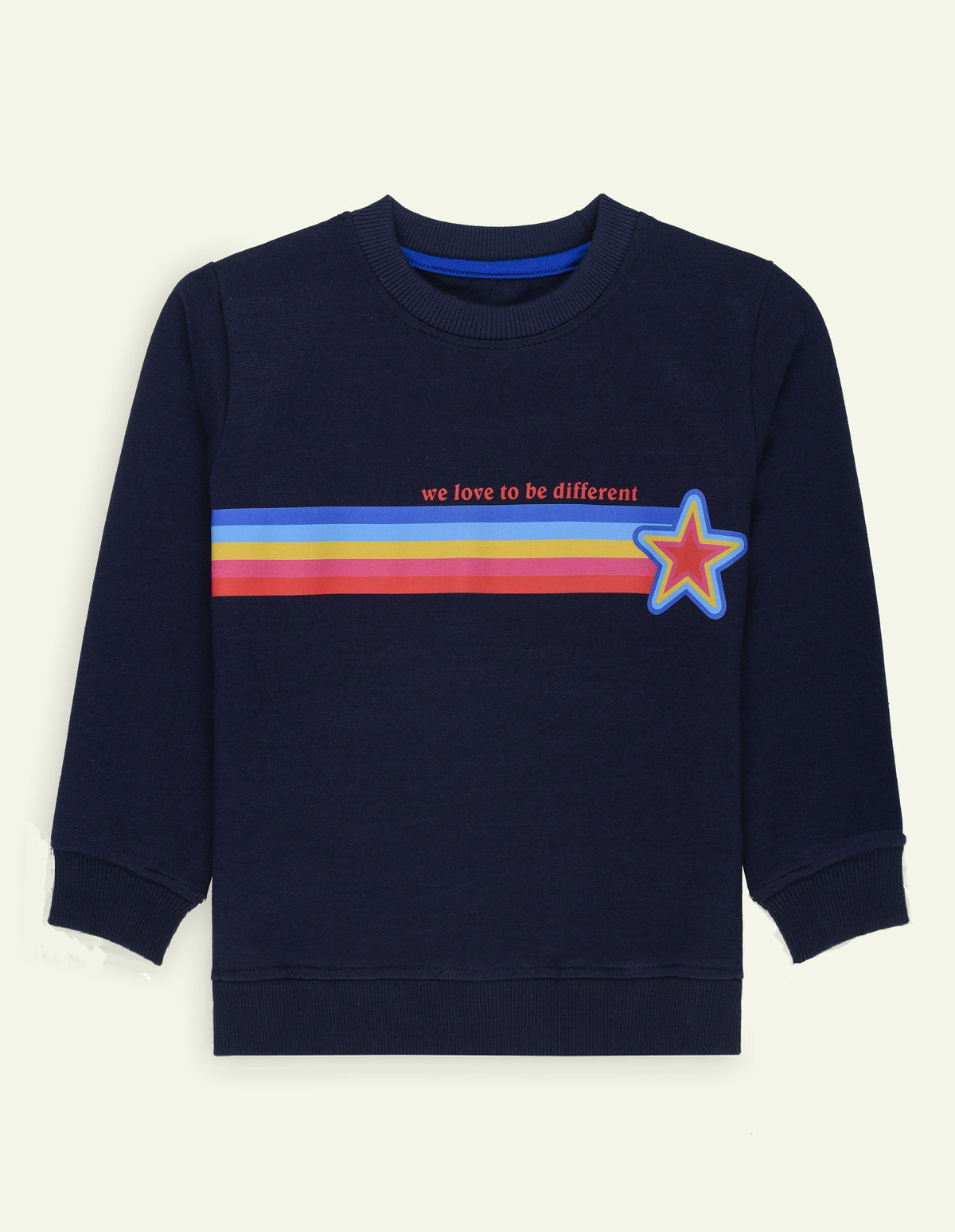 Navy Fleece Multi Color Printed Sweatshirt