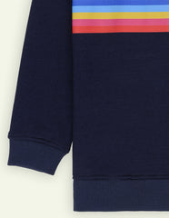 Navy Fleece Multi Color Printed Sweatshirt