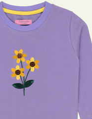 Purple Floral Embroidered Sweatshirt
