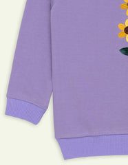 Purple Floral Embroidered Sweatshirt