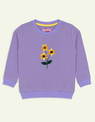 Purple Floral Embroidered Sweatshirt