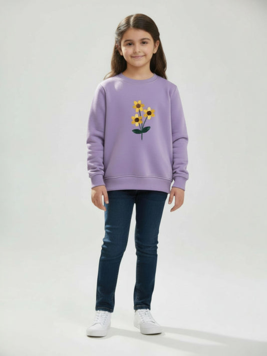 Purple Floral Embroidered Sweatshirt