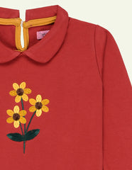 Girls Floral Embroidered Collared TShirt