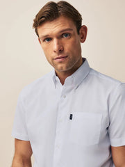 White Regular Fit Short Sleeve Easy Iron Button Down Oxford Shirt
