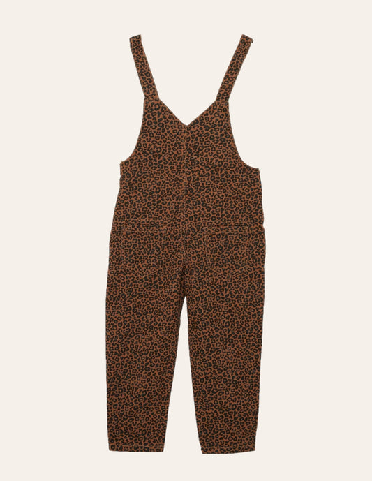 Girls Leopard Print Dungaree Dress